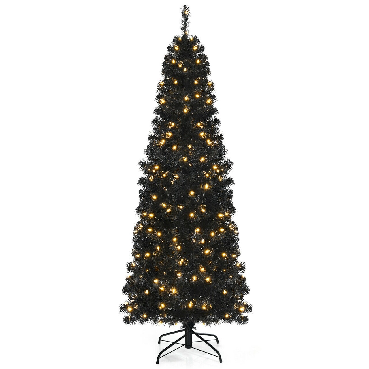 Pre-lit Christmas Halloween Tree with PVC Branch Tips and Warm White Lights Ideal for Holiday Season